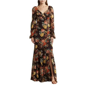 Veronica Beard Avani Long Sleeve 100% Silk Floral Maxi Long Dress Women's 0 NWOT